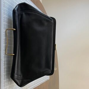 Liz Claiborne Elegant Black Briefcase with Gold Handle